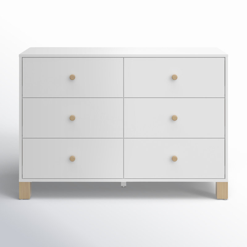 California 6 Drawer Dresser, White/Driftwood