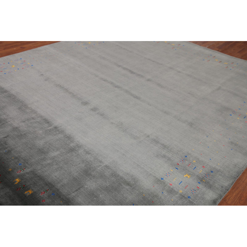 Tapis tribal vert ardoise Gabbeh 8 x 10