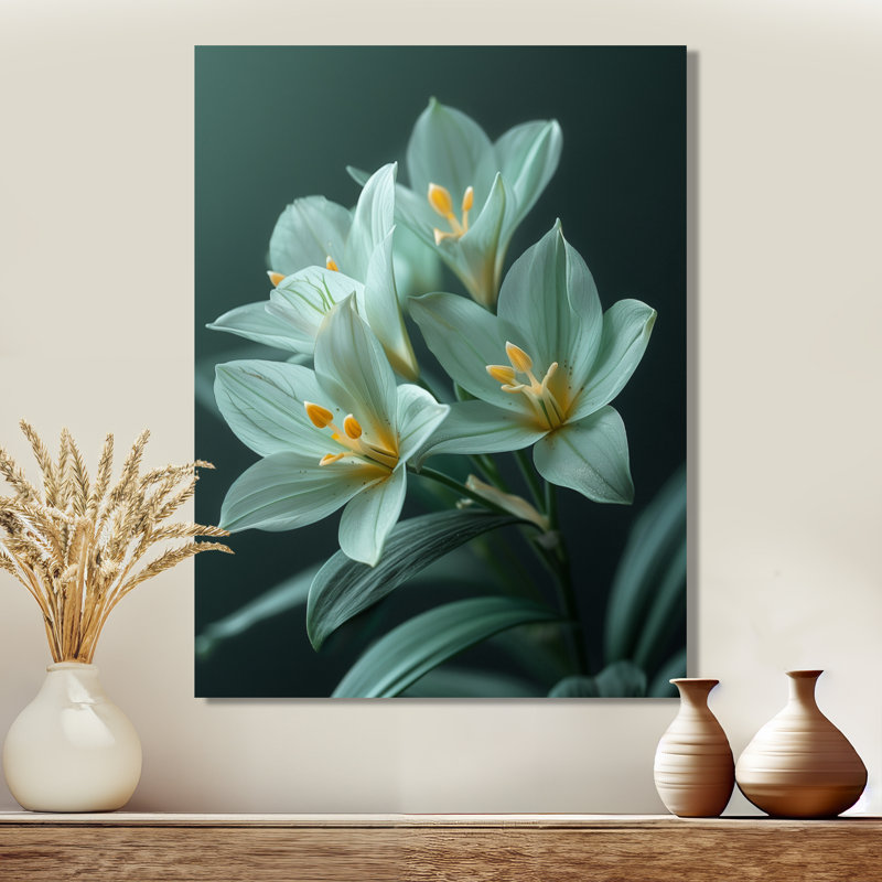 Emblème éthéré, photo d'orchidées vertes, impression d'art mural, Toile tendue, H 12 po x l 20 po