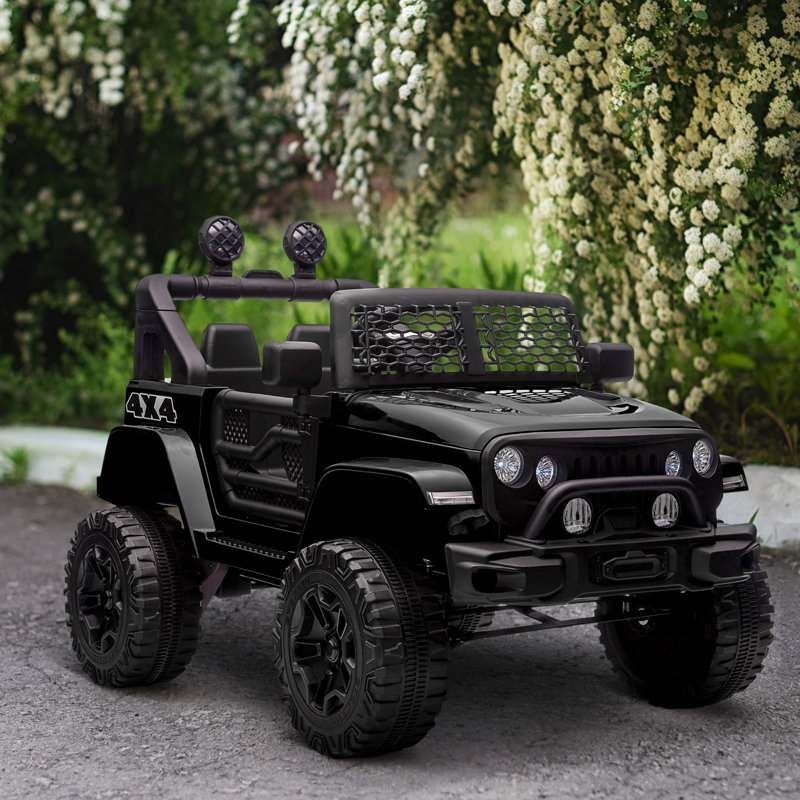 Black 12V Electric Off-Road Truck Ride-On with Remote Control