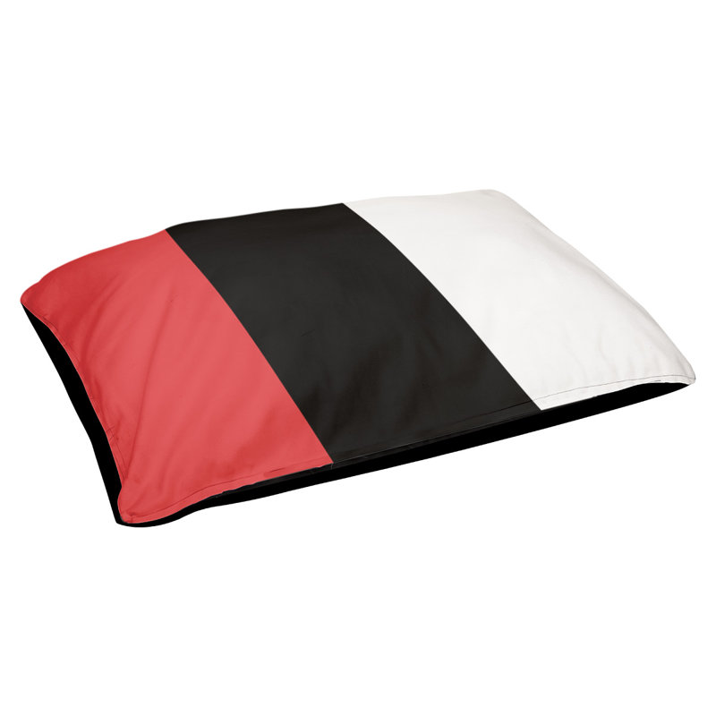 Coussin rectangulaire designer Kansas City, Moyen (L 30 po x l 40 po), Rouge / noir / blanc