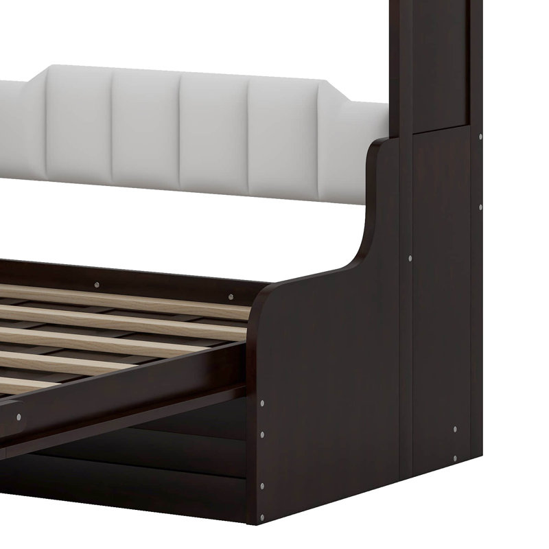 Grand lit escamotable mural avec coussin, Espresso