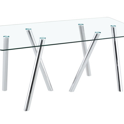71-Inch Tempered Glass Dining Table With Sturdy Metal Legs