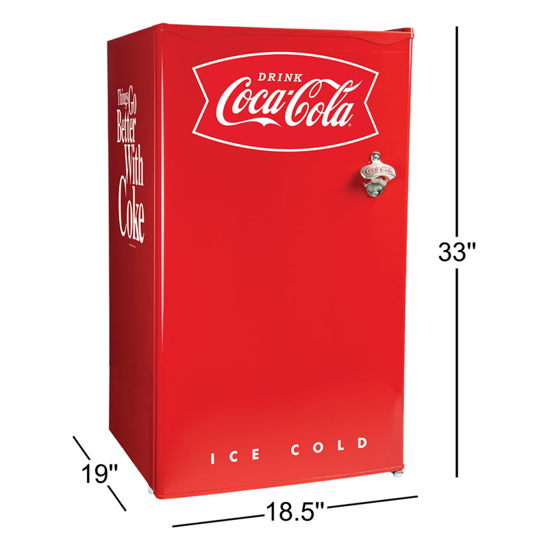 Compact Red Coca-Cola Refrigerator with Freezer