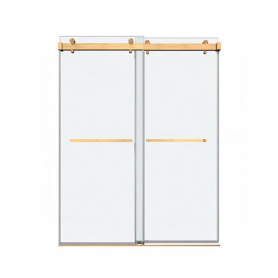 Porte de douche coulissante double sans cadre de 56 à 60 po x H 76 po avec verre transparent de 3/8 po (10 mm) en nickel brossé