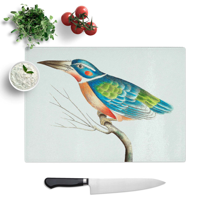 Tempered Glass a Kingfisher Chopping Board, 39 cm W x 28.5 cm L
