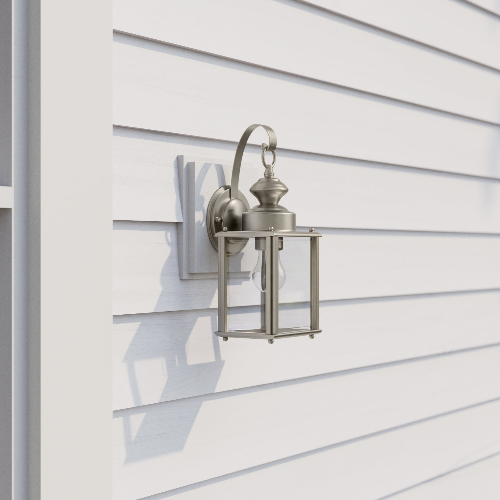 Tiernan Single Light Outdoor Wall Light, Antique Brushed Nickel, 11.25"H x 4"W x 5.75"D
