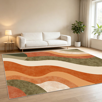 Tapis géométriques abstraits de 1 pièce pour le salon, doux et confortables, convenant à toutes les saisons, faciles à entretenir, tapis de sol intérieur lavable à la machine, sous la ferme de table idéale pour la chambre à coucher, la salle à m