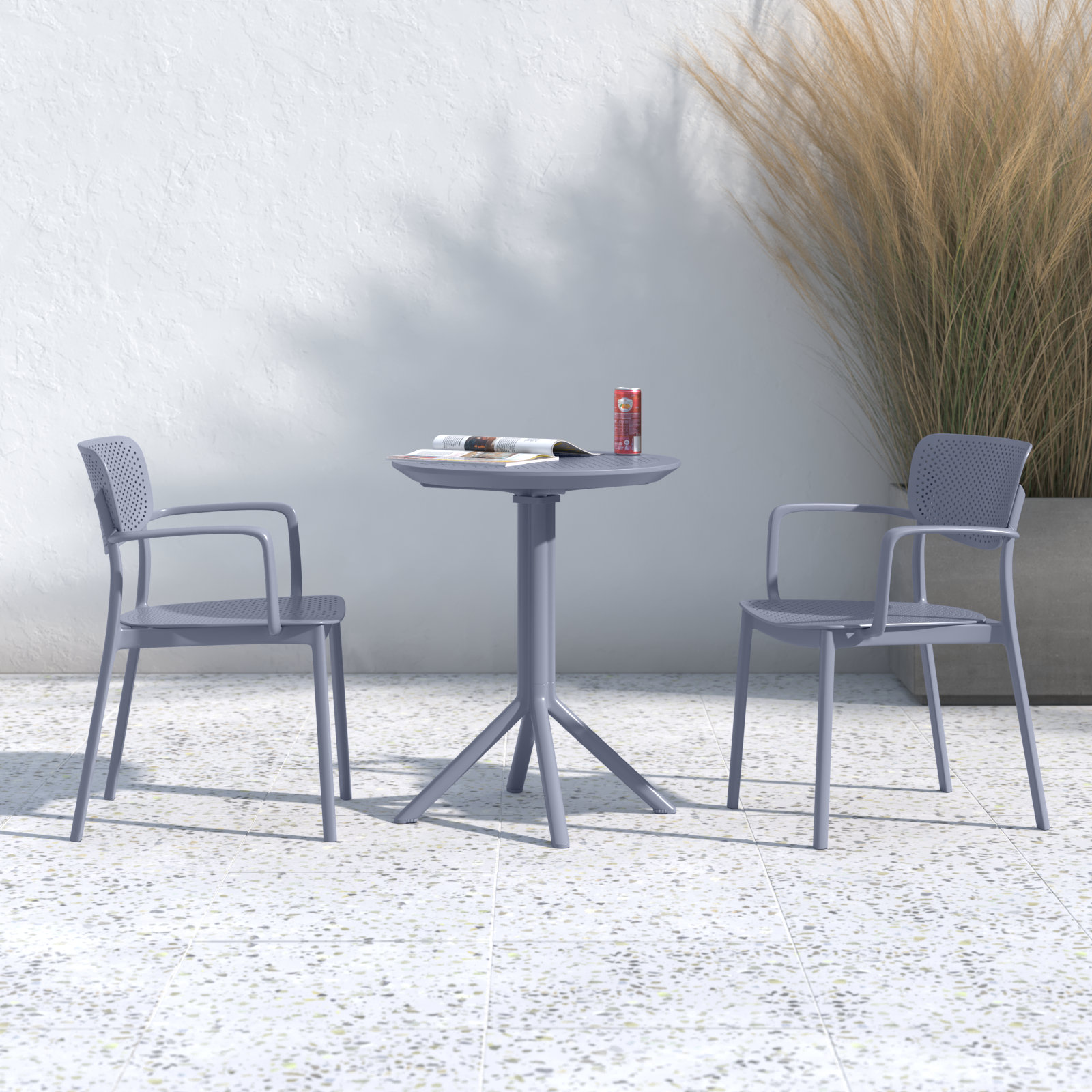 Farrah 24" Patio Bistro Set, Dark Gray
