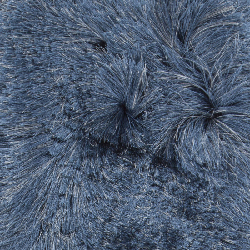 Tapis bleu fait main poils longs Iola, Rectangle 5 pi x 7 pi 6 po