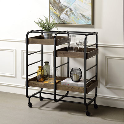 Serving Cart With 3 Adjustable Trays by 17 Stories