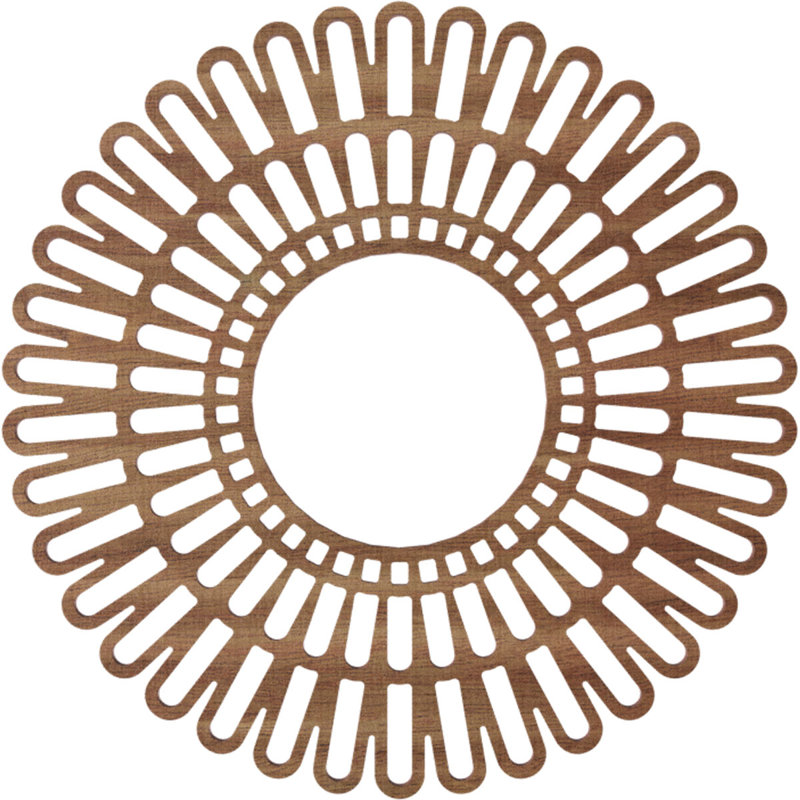 Médaillon de plafond ajouré en bois d'aulne 30 po x P 11 1/8 po x T 1/4 po, H 16 po x l 16 po x P 0,38 po, Noyer