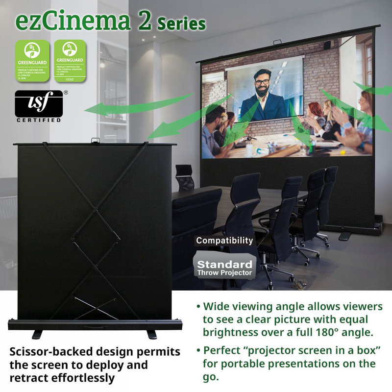 ezCinema 2 Series Manual Floor Projection Screen, 107"