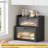 Double Layer Bamboo Bread Box For Kitchen Counter,Bread Holder,Countertop Bread Storage With Window (Black)