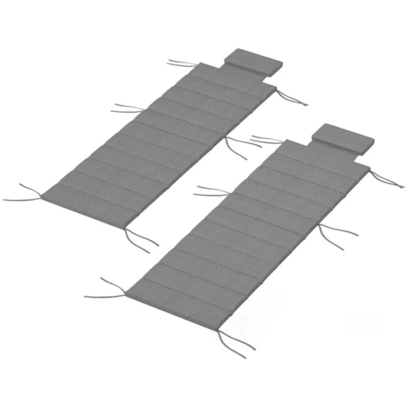 Set Of 2 Charcoal Gray Outdoor Foldable Lounge Chair Cushions, Upf50+ Olefin Patio Chaise Cushion (cushion Only)