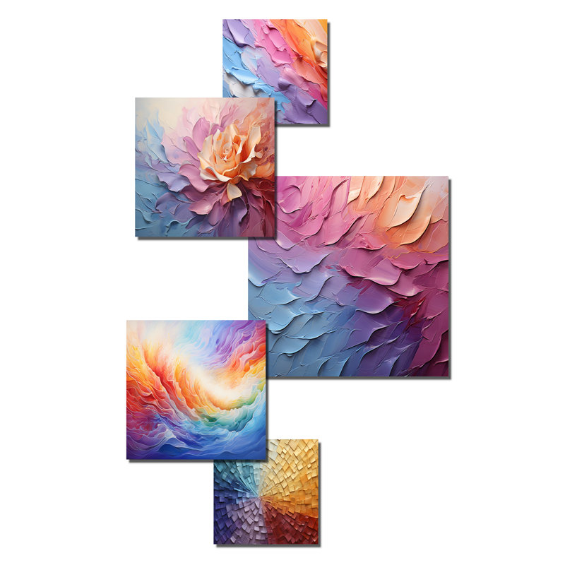 Rainbow Hue Harmony - ensemble d'art mural arc-en-ciel de 5