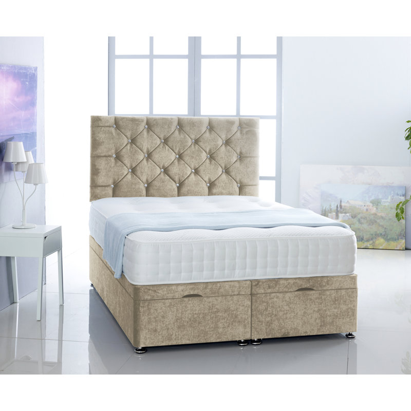 Ted Upholstered Ottoman Storage Bed, Kingsize (5'), Cream