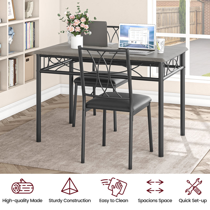 Kealani Dining Set with Upholstered Chair, Gray, Black/Gray