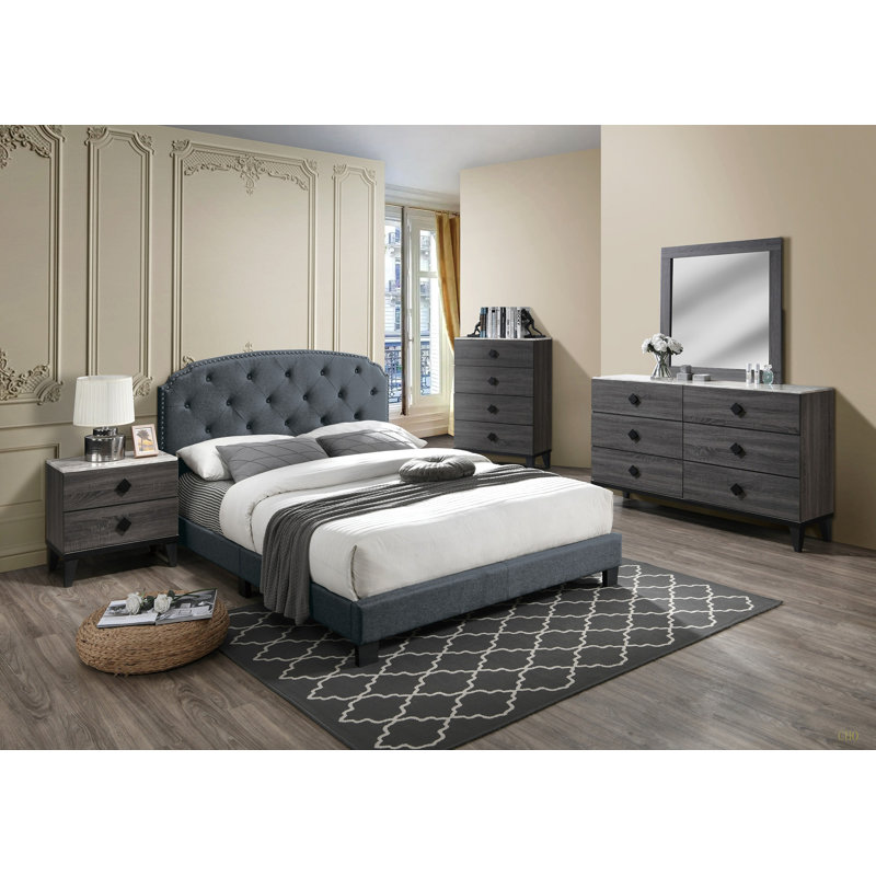 Table de chevet contemporaine, Gris
