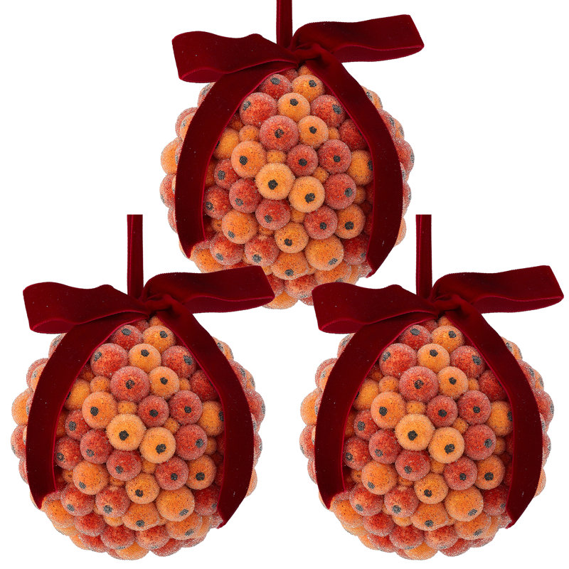 Ornement boule de perles 4 po, Orange/Burgundy