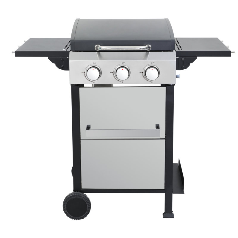 Barbecue au propane, puissance de sortie élevée, avec grilles de cuisson en fonte émaillée pour barbecue extérieur, équipé de petits articles, acier inoxydable