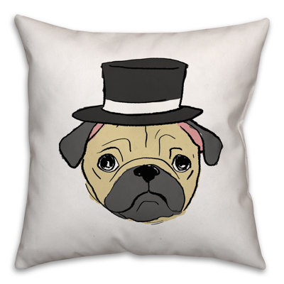 Coussin Pug with Top Hat, housse seulement