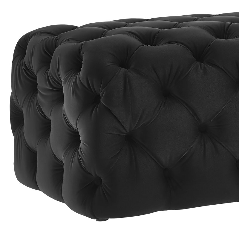 125cm Wide Velvet Tufted Rectangle Standard Ottoman, Black