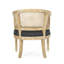 Chaise d'appoint rembourrée gris anthracite avec structure en bois d'hévéa et sangles élégantes courbées