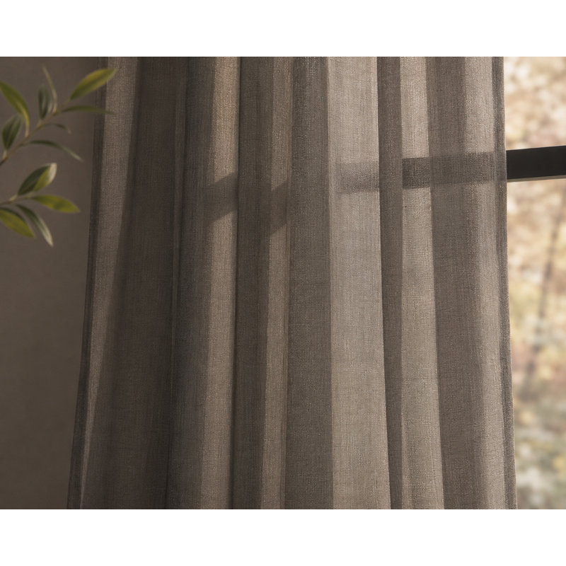 Belasquez Semi Sheer Curtain Single Panel, Brown, 54" x 96"