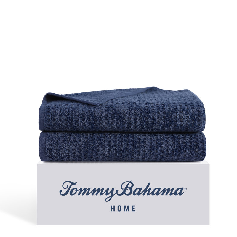 Tommy Bahama 100% Cotton Towel Set, Dark Blue, 2 Pack - Bath Sheet