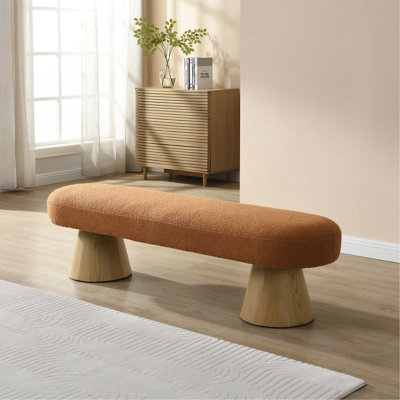 Banc de salle à manger pour la salle à manger, banc de chambre à coucher tapissé à l'extrémité du lit, repose-pieds Boucle pour le salon, pieds en bois avec tabouret