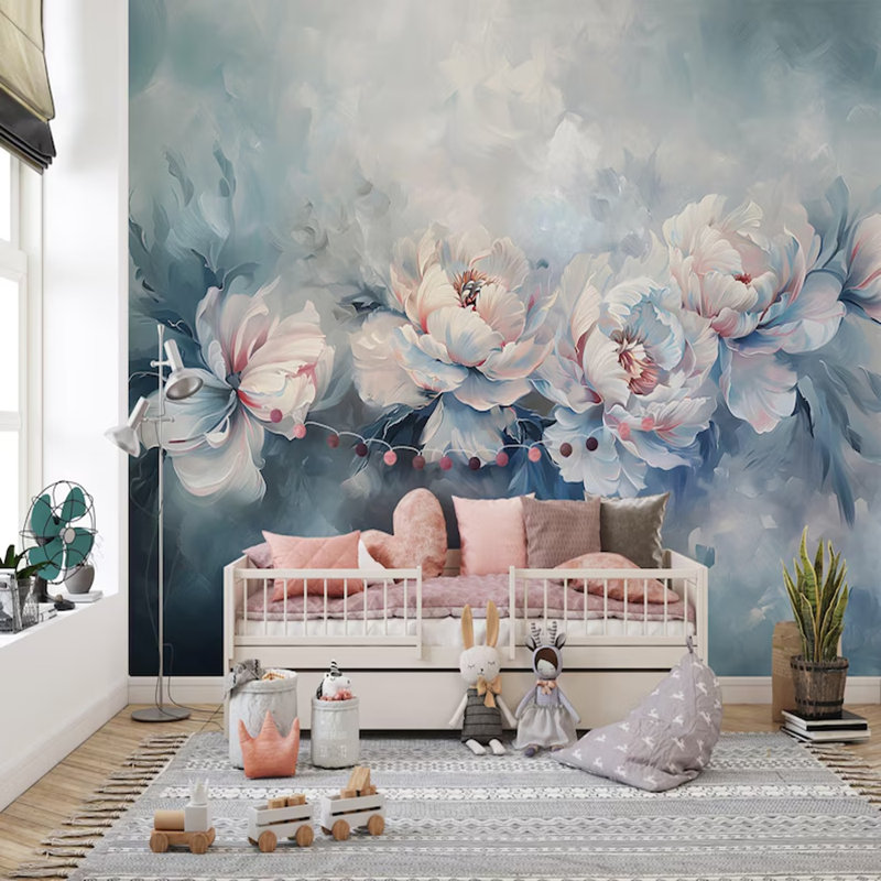 Papier peint Soft Misty Peony Bloom, L 108 po x l 96 po