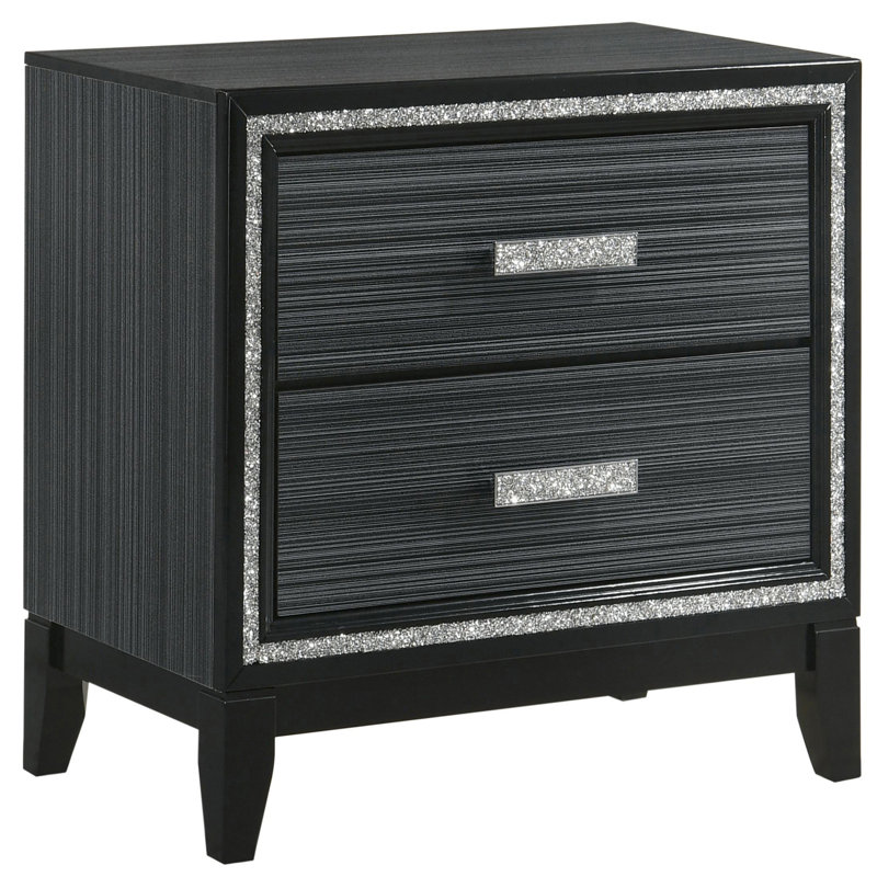Modern Bedroom Nightstand - Weathered Black 2, Elegant Storage 2 In Stylish