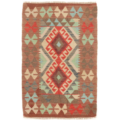 Geometric Wool Hand Woven 60cm X 90cm Area Rug