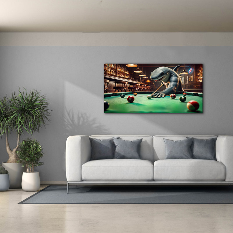 Art mural sur toile Kelissa «Pool Shark In Bar» par Rey Klimt, H 30 po x l 60 po