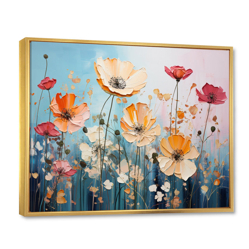 «Meadow Bliss Collage III», reproduction sur toile, H 16 po x l 32 po, Cadre flottant doré