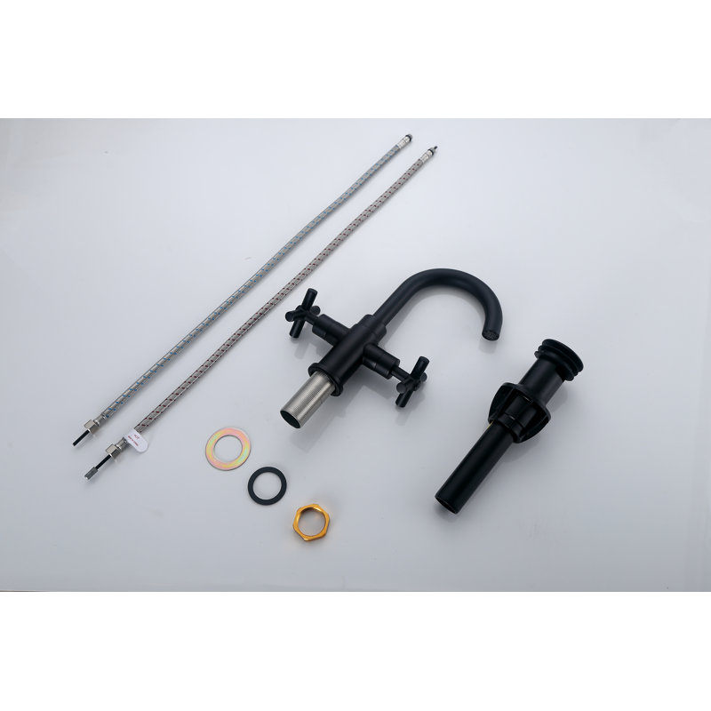 Single-Hole 2-handle Bathroom Faucet with Drain Assembly, Matte Black