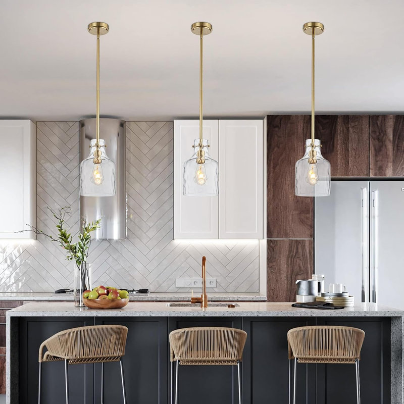 7" Hammered Glass Shade Pendant Lights