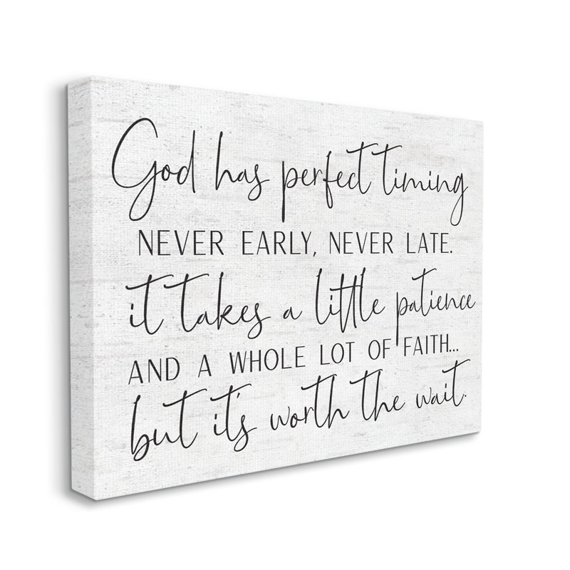 «Inspirational Patience Quote», écriture textuelle sur toile, H 30 po x l 40 po x P 1,5 po