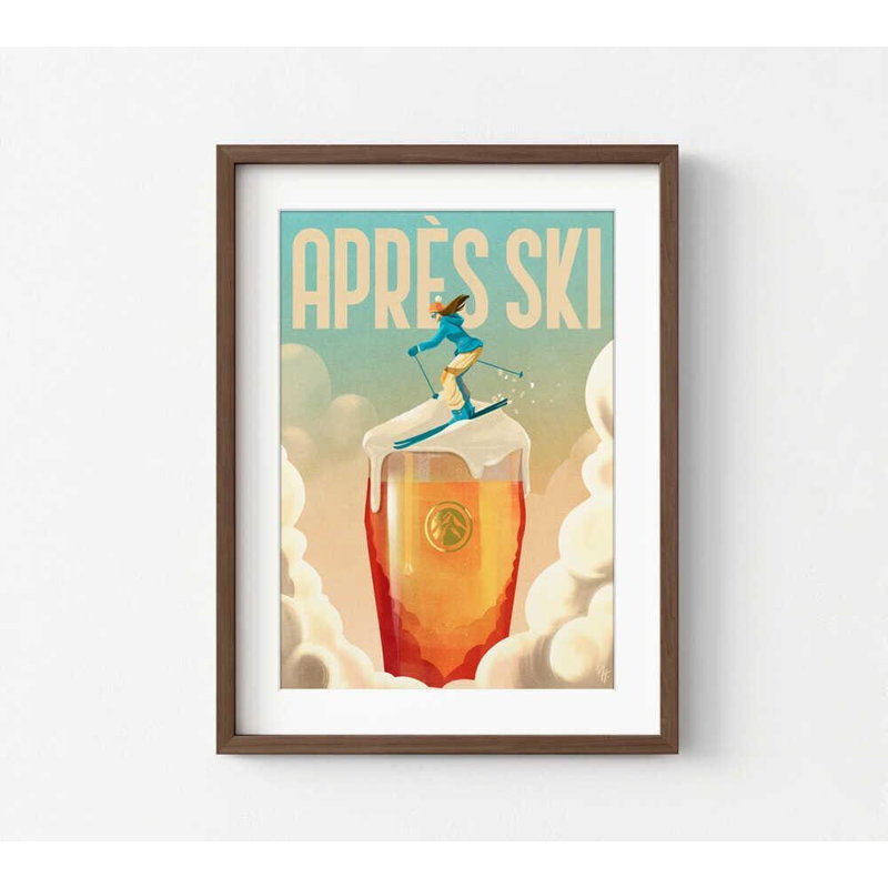 Après-ski, impression murale amusante avec options de cadre, H 30 po x l 40 po, Brun, Brun, Blanc