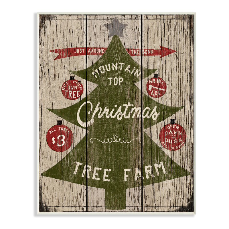 « mountain top christmas tree farm », impression, H 15 po x l 10 po, Plaque murale