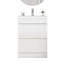 Meuble-lavabo blanc brillant 24 po avec lavabo, tiroirs à fermeture en douceur, conception sans poignée et lavabo en céramique à rebords épais