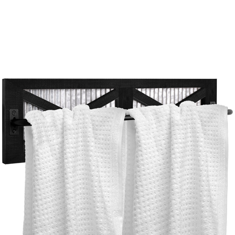 Porte-serviettes mural rustique en bois, Noir, noir, noir, noir