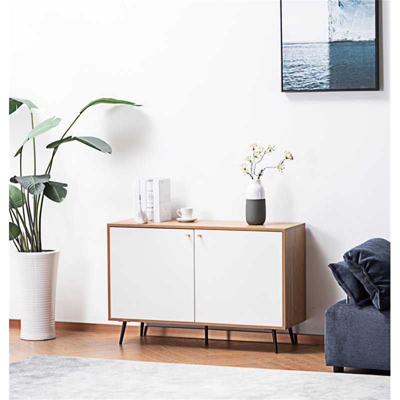 Console de rangement brun clair et blanc