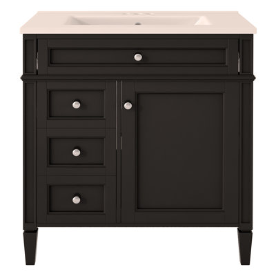 Meuble-lavabo de 30 pouces avec lavabo supérieur, armoire de rangement moderne avec 2 tiroirs et tiroir basculant