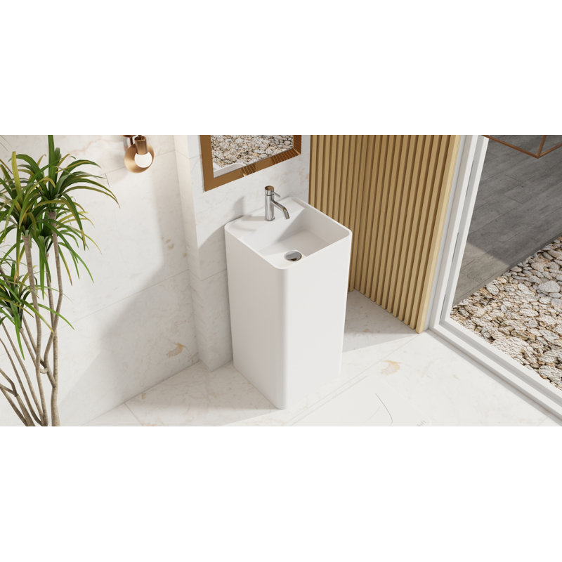 Lavabo de salle de bain autoportant Badeloft, Blanc brillant