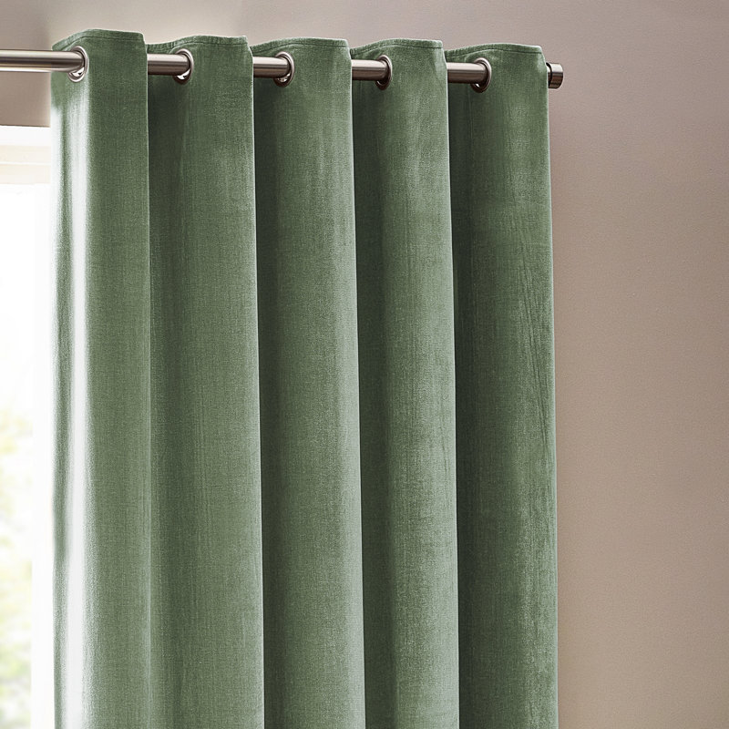 Heavy Chenille Room Darkening Eyelet Curtains, 168cm Width x 137cm Drop