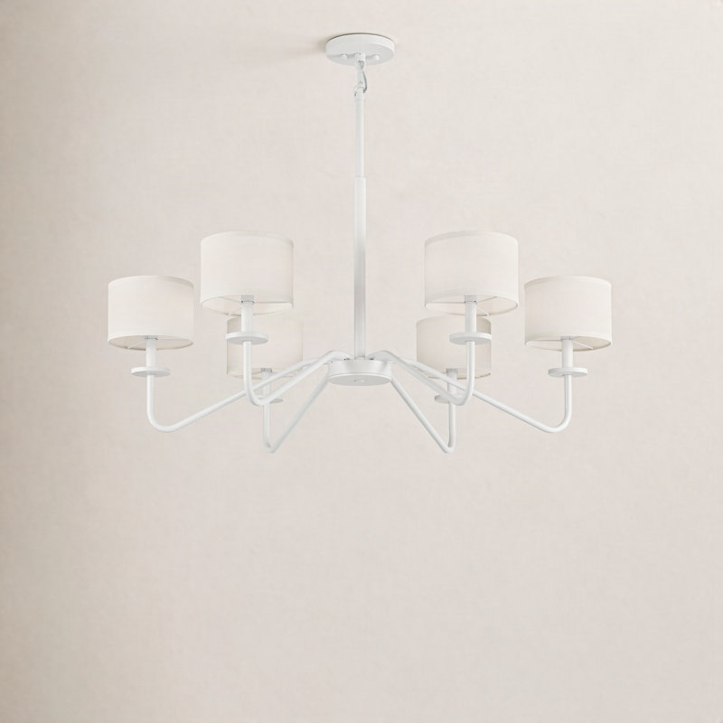 Loudoun 6-Light Metal Shaded Chandelier with Adjustable Height, Bisque White