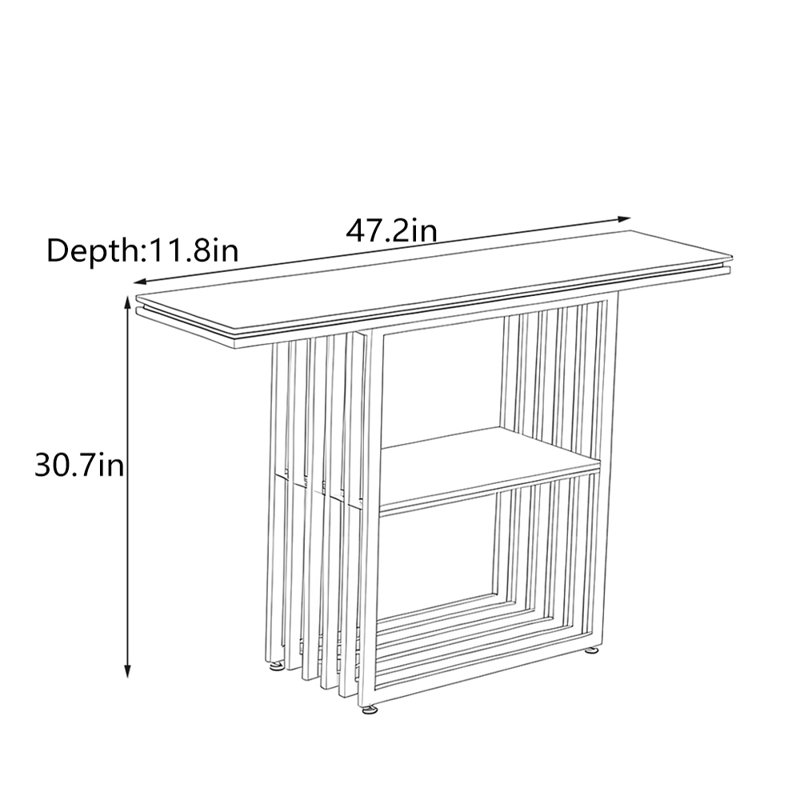 Table d'entrée de style scandinave, H 30,7 po x l 47,2 po x P 11,8 po, Noir