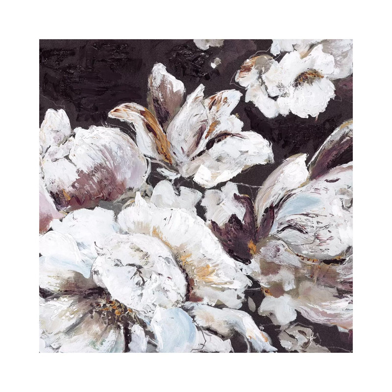 Dark Flower - Painting on Canvas, 66.04cm H x 66.04cm W x 3.81cm D, Wrapped Canvas